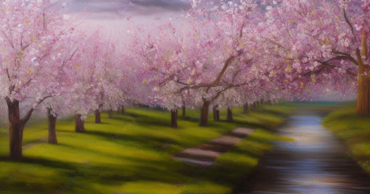 Riverside cherry blossom storm