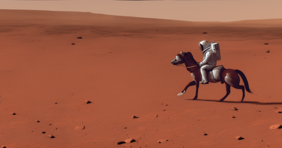 a photo of an astronaut riding a horse on mars