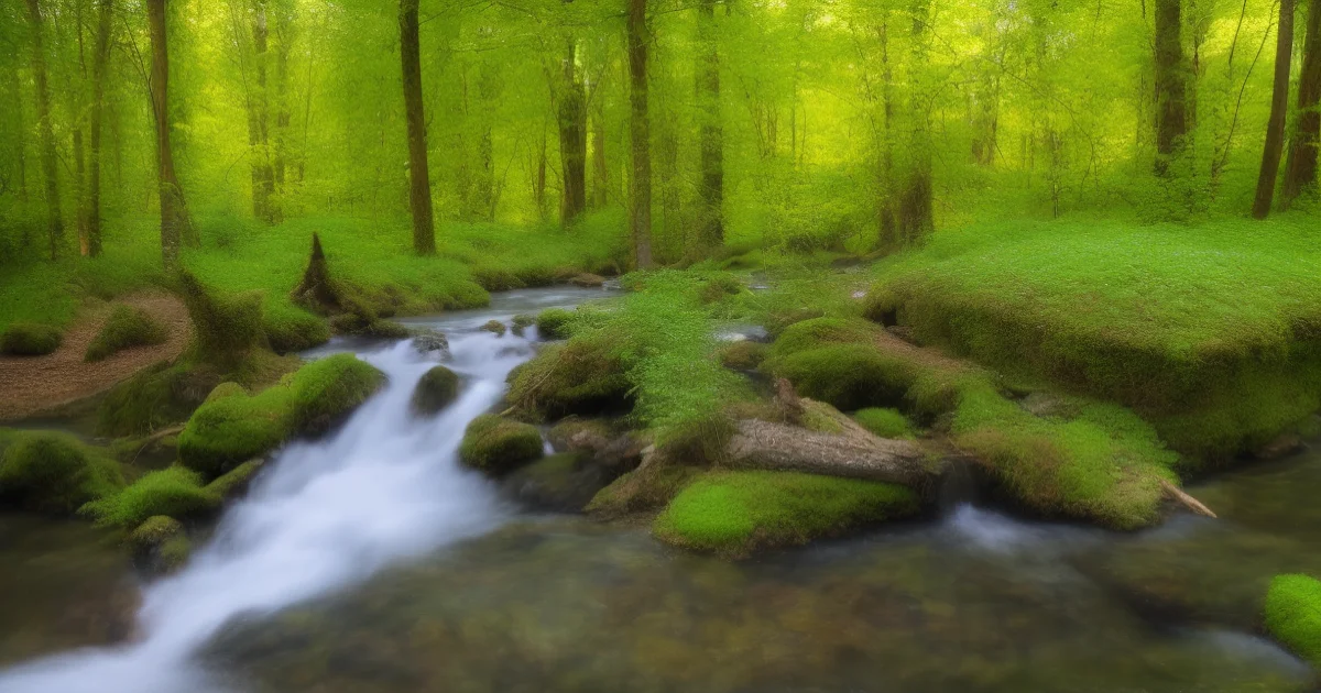 very beautiful spring water in the forest landscape, extremely detailed