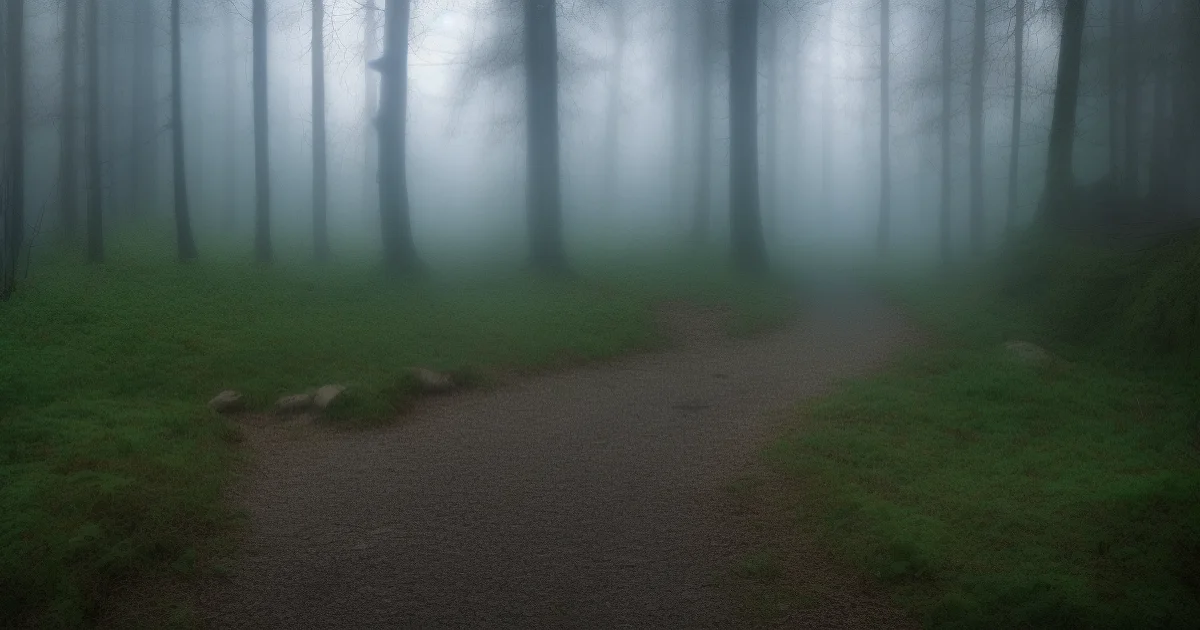 A_path_in_the_forest_smoky_with_fog